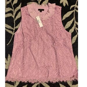 J. Crew Lace Ruffle Neck Top